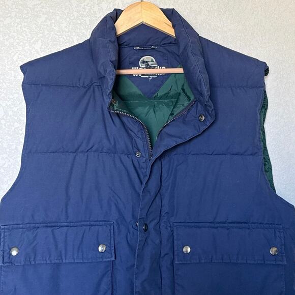 Vintage Woodlake Mens Duck Down Vest Navy Full Zip w/Pockets Size M EUC - Picture 4 of 8